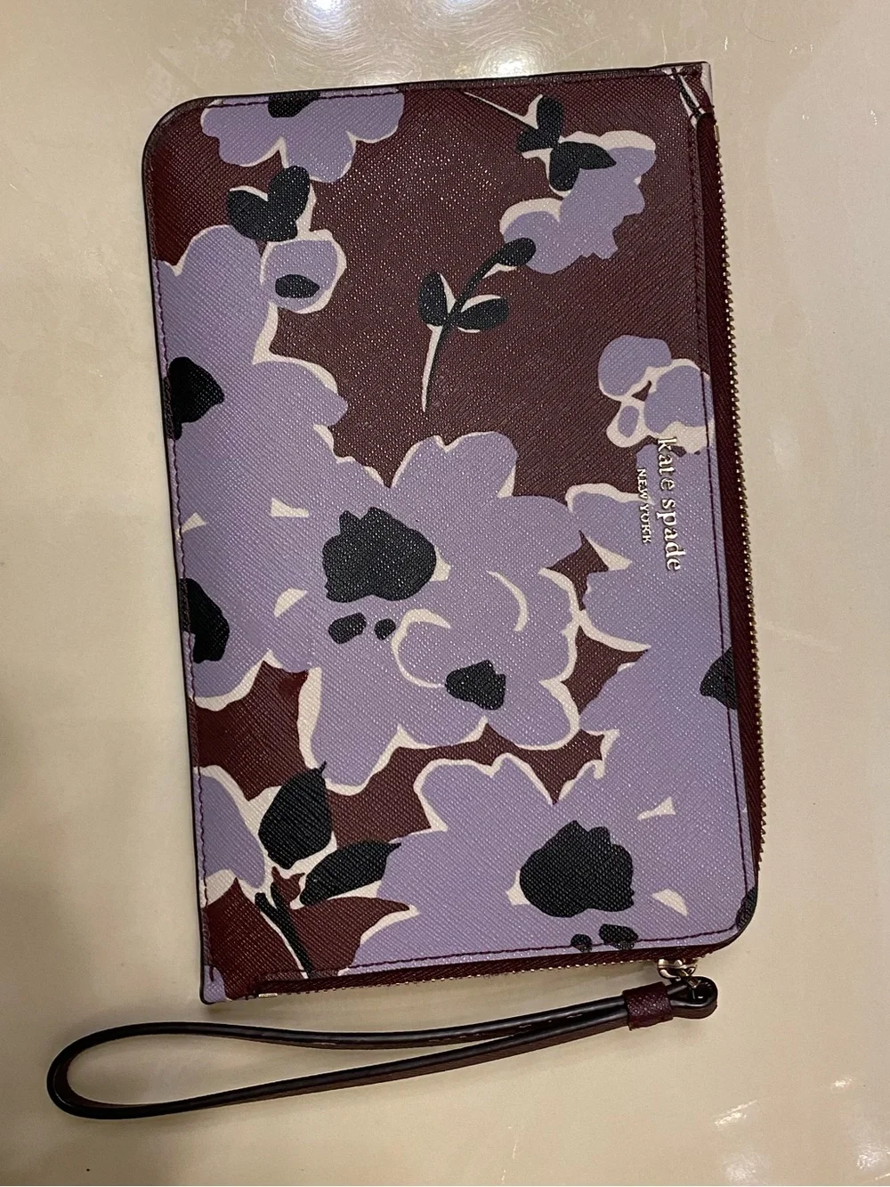 kate spade Floral Wristlet Clutch in Burgundy and Lavender